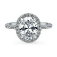 thumbnail image 2 of BERRICLE Sterling Silver Halo Wedding Engagement Rings Oval Cut Cubic Zirconia CZ Ring for Women, Rhodium Plated Size 8.5, 2 of 10