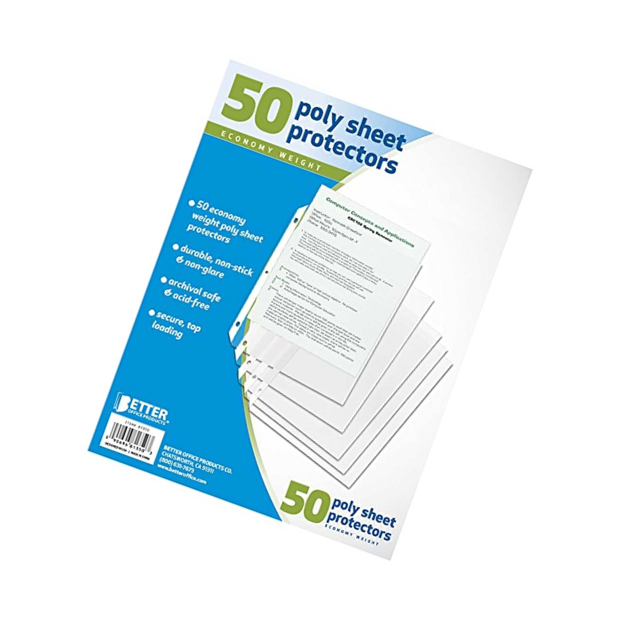 50 Pack Better Office Sheet Protectors 