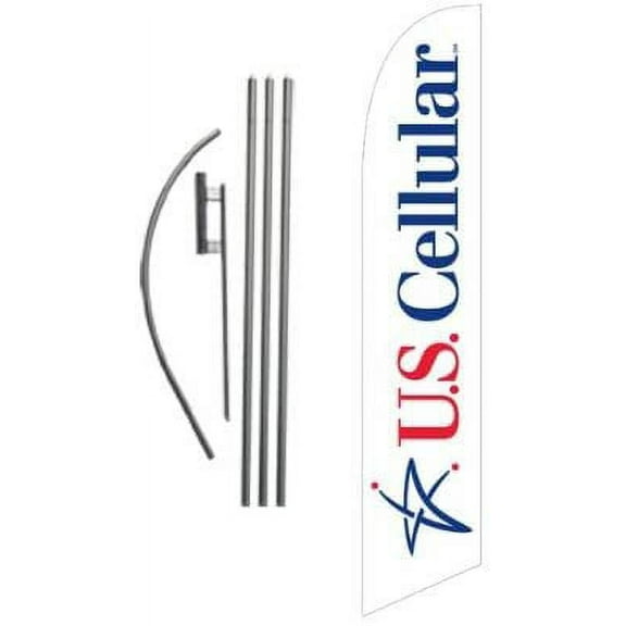 US Cellular Authorize Dealer Advertising Feather Banner Swooper Flag Sign with Flag Pole Kit and Ground Stake