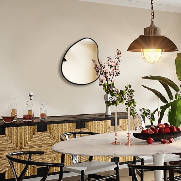 14x16 Black Irregular Wall Mirror