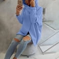 thumbnail image 6 of Women's Hooded Asymmetric Zipper Pullover Sweatshirt Fall Winter Oversized Front Open Coat Tops with Pockets for Women Blue XXL, 6 of 6
