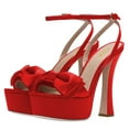 thumbnail image 4 of YDN Women Graceful Bowkont Open Toe Platform Sandals Super High Heels Buckled Strap Pumps Prom Evening Dressy Shoes Size 10.5 Red, 4 of 4