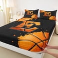 thumbnail image 4 of Castle Fairy Orange Basketball Initial E King Sheets 4pcs, Abstract Watercolor Splash Bedding, Black Orange,1 Fitted Sheet, 1 Flat Sheet and 2 Pillowcases, 4 of 6