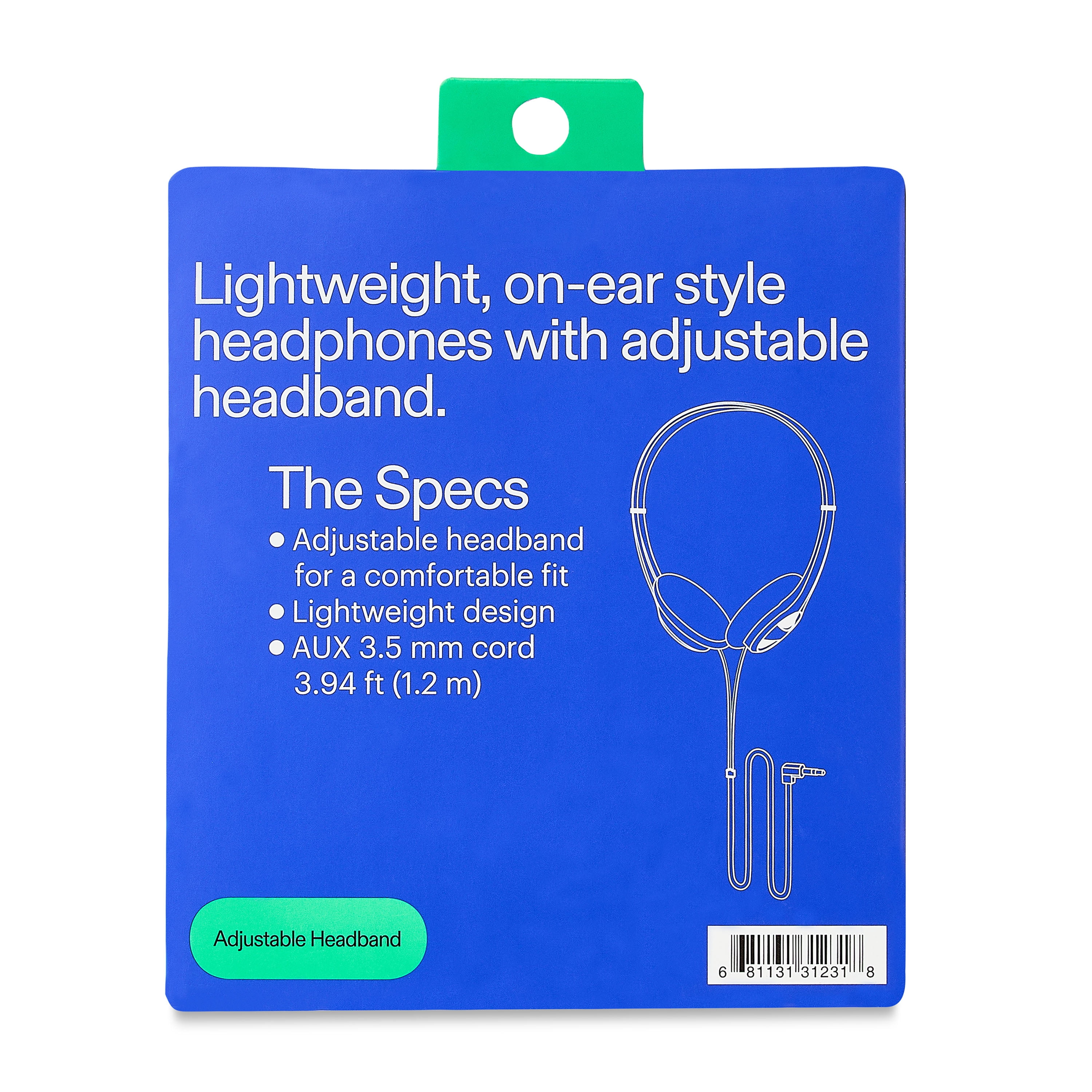 onn On-Ear Headphones, Black