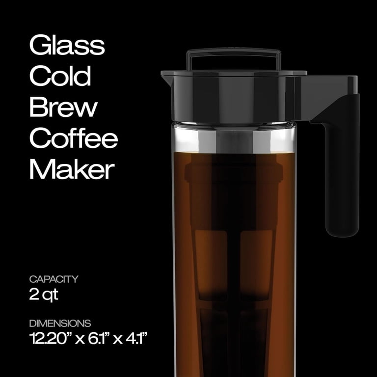 Takeya Glass Cold Brew Coffee Maker, Airtight Pitcher, 2 Quart