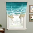 thumbnail image 2 of Turquoise Summer Beach Coastal Balloon Curtains 63 Inch Length for Living Room/Bedroom, Nautical Beige Seaside Rod Pocket Privacy Door Curtains Decorative Tie Up Shade for Window 52"x63", 2 of 8