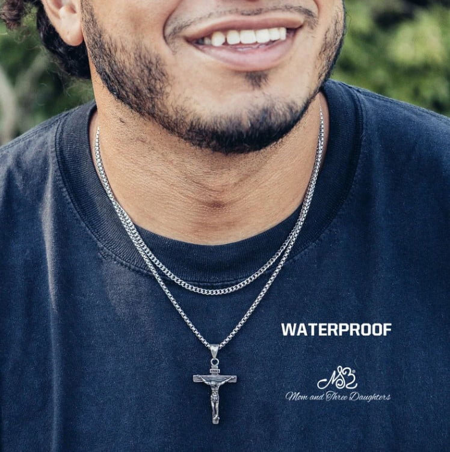 Waterproof Cross Necklaces For Men Male Gifts Jewelry, Anti Allergy 14K  White Gold Plain Cross Pendant With Rope Chain From Gojewelry, $61.94 |  DHgate.Com