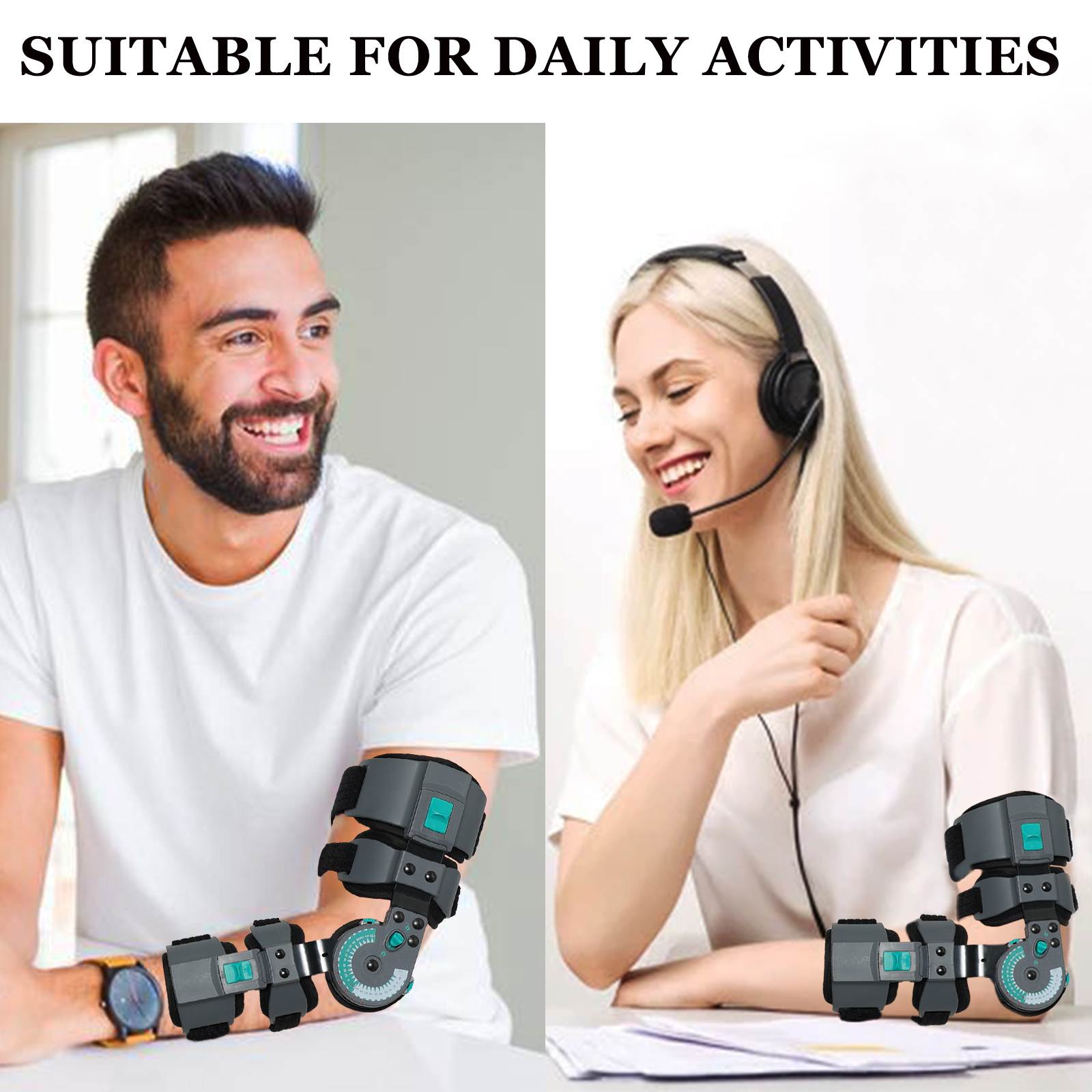 Insunen Hinged Elbow Brace Adjustable Telescoping ROM Post Op Arm Splint with Sling Stabilizer for Dislocatedand & Shoulder Strap Men & Women Surgery Injury Recovery Pain Relief (Left)