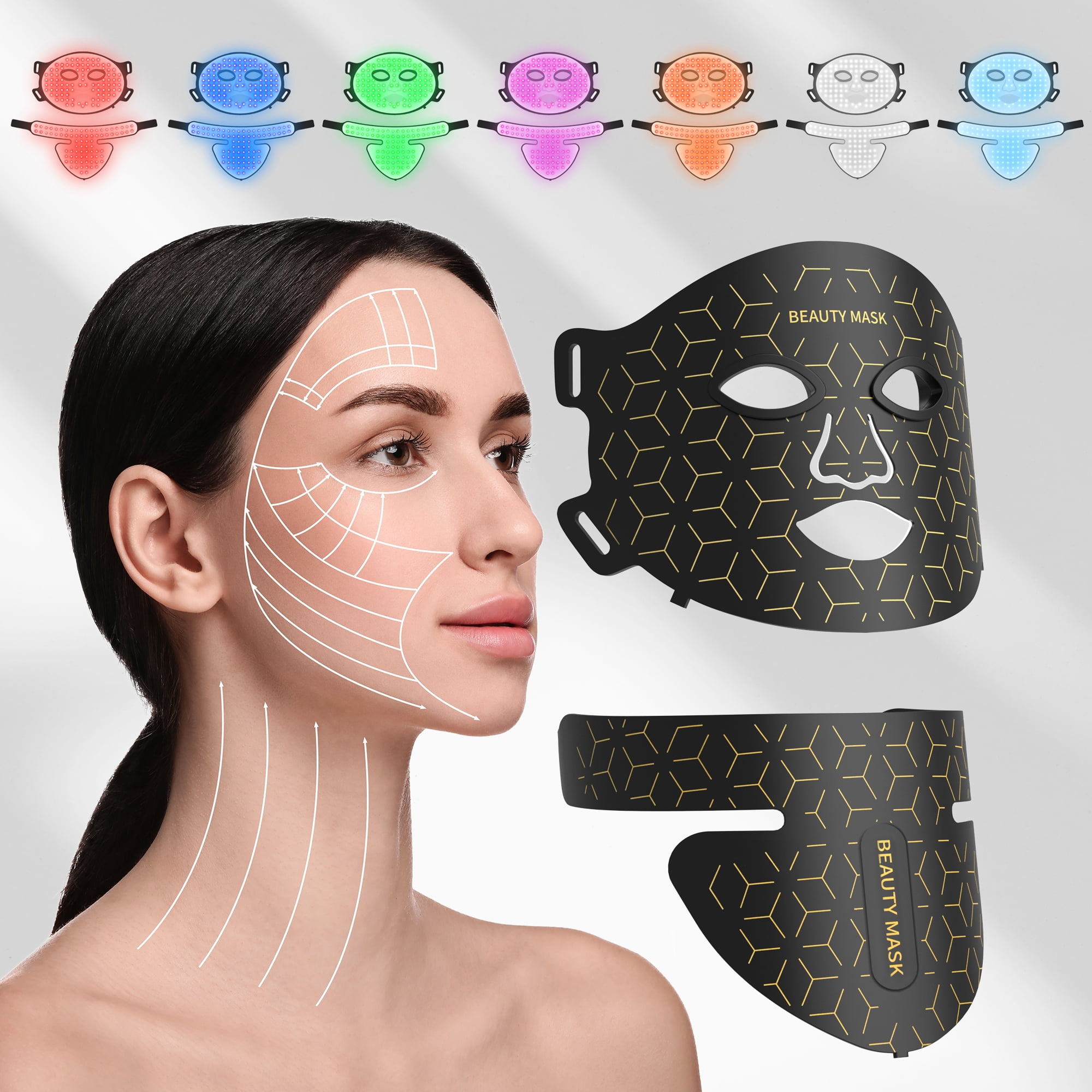 EASYINBEAUTY Red Light Therapy for Face & Neck, Hands-Free Silicone for Anti-Aging, Acne,Wrinkle Reduction & Sensitive Skin During Yoga or Work
