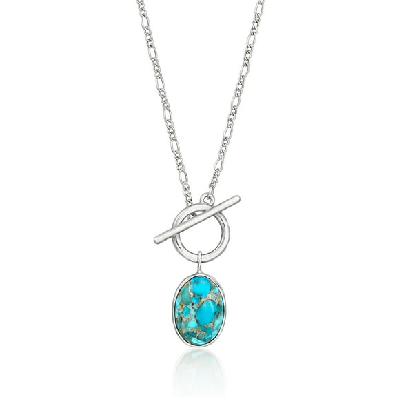 Ross-Simons Turquoise Toggle Necklace in Sterling Silver, Women's, Adult