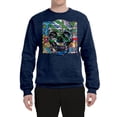 thumbnail image 2 of Wild Bobby, Colorful Abstract Skull Face Streetwear Unisex Crewneck Graphic Sweatshirt, Vintage Heather Navy, Large, 2 of 3