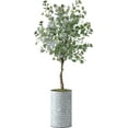 thumbnail image 1 of Artificial Tree in Contemporary Geometric Pattern Planter, Fake Eucalyptus Silk Tree for Indoor and Outdoor Home Decoration - 57" Overall Tall (Plant Pot Plus Tree), 1 of 5