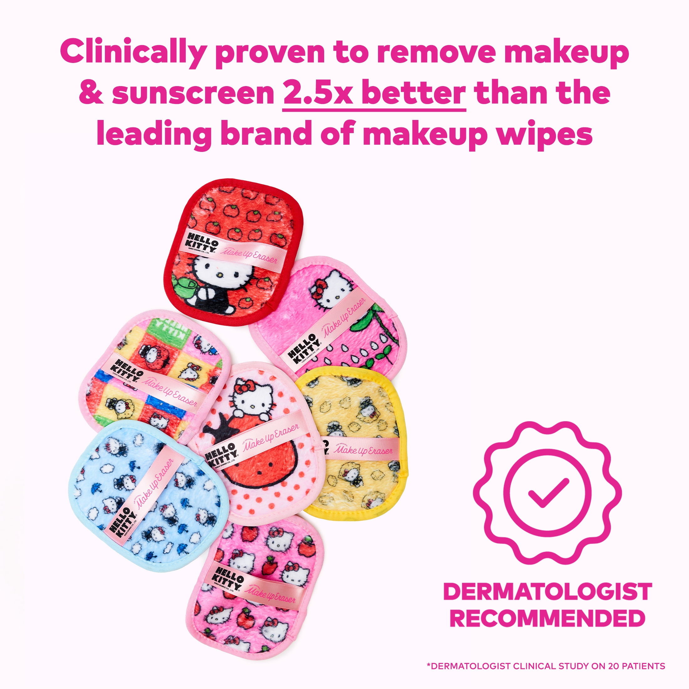The Original Makeup Eraser 7-Day Set - Hello Kitty Design - Removes Waterproof Makeup and Sunscreen
