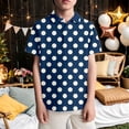 thumbnail image 2 of SUYIDA Stylish Boys Casual Short Sleeve Polka Dot Print Shirt Comfortable Daily Wear Top For Children Navy,13-14 Years, 2 of 4