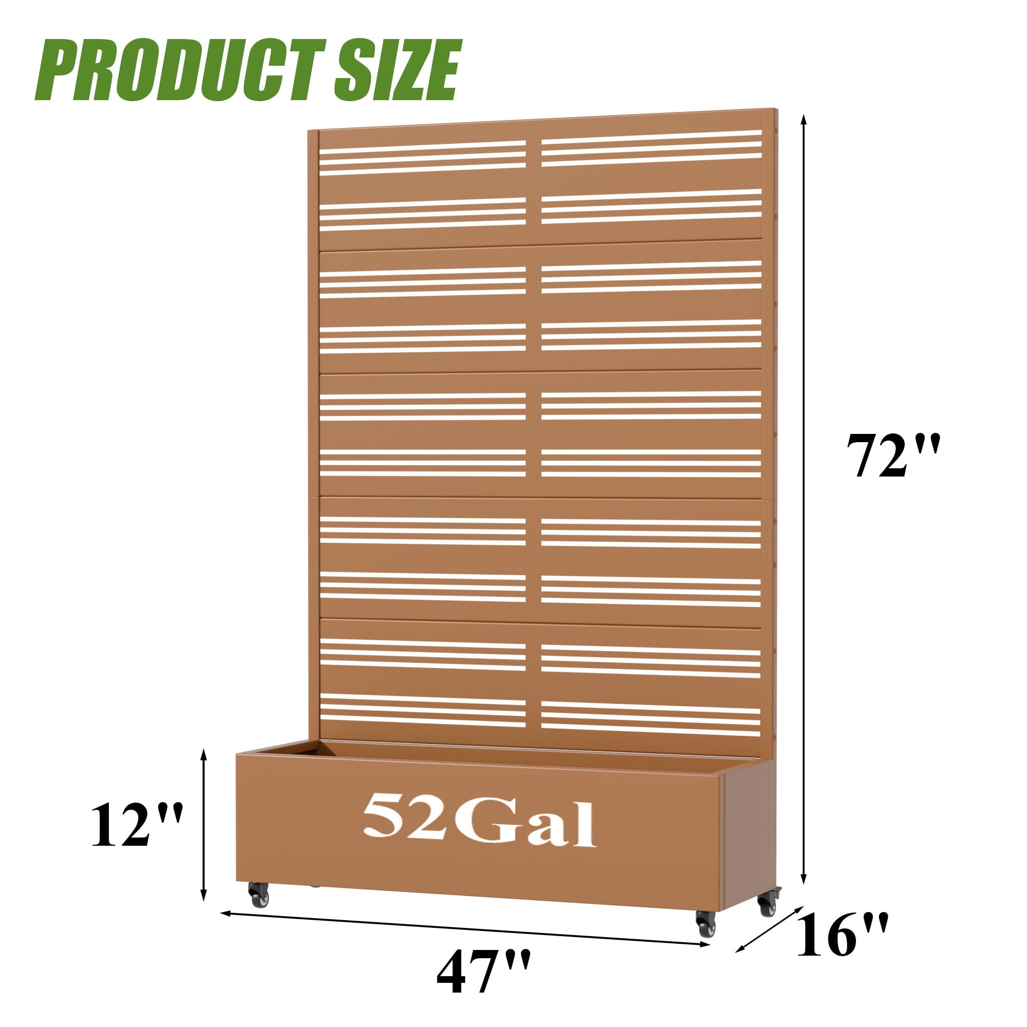 MAYEERTY 72*47in Outdoor Metal Planter Box, Decorative Laser Cut Planter, Privacy Screen Planter for Patio, Balcony, Backyard