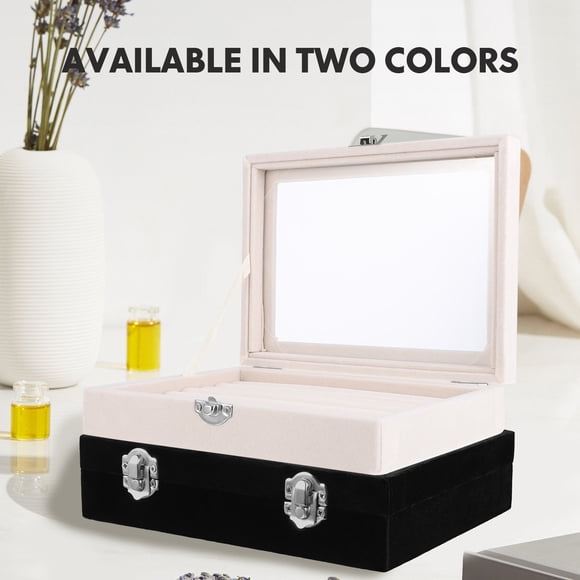 IFANLANDOR 2Pcs Jewellery Boxes for Women Men with Transparent Window and Lock Closure 7.86x5.89x1.77in