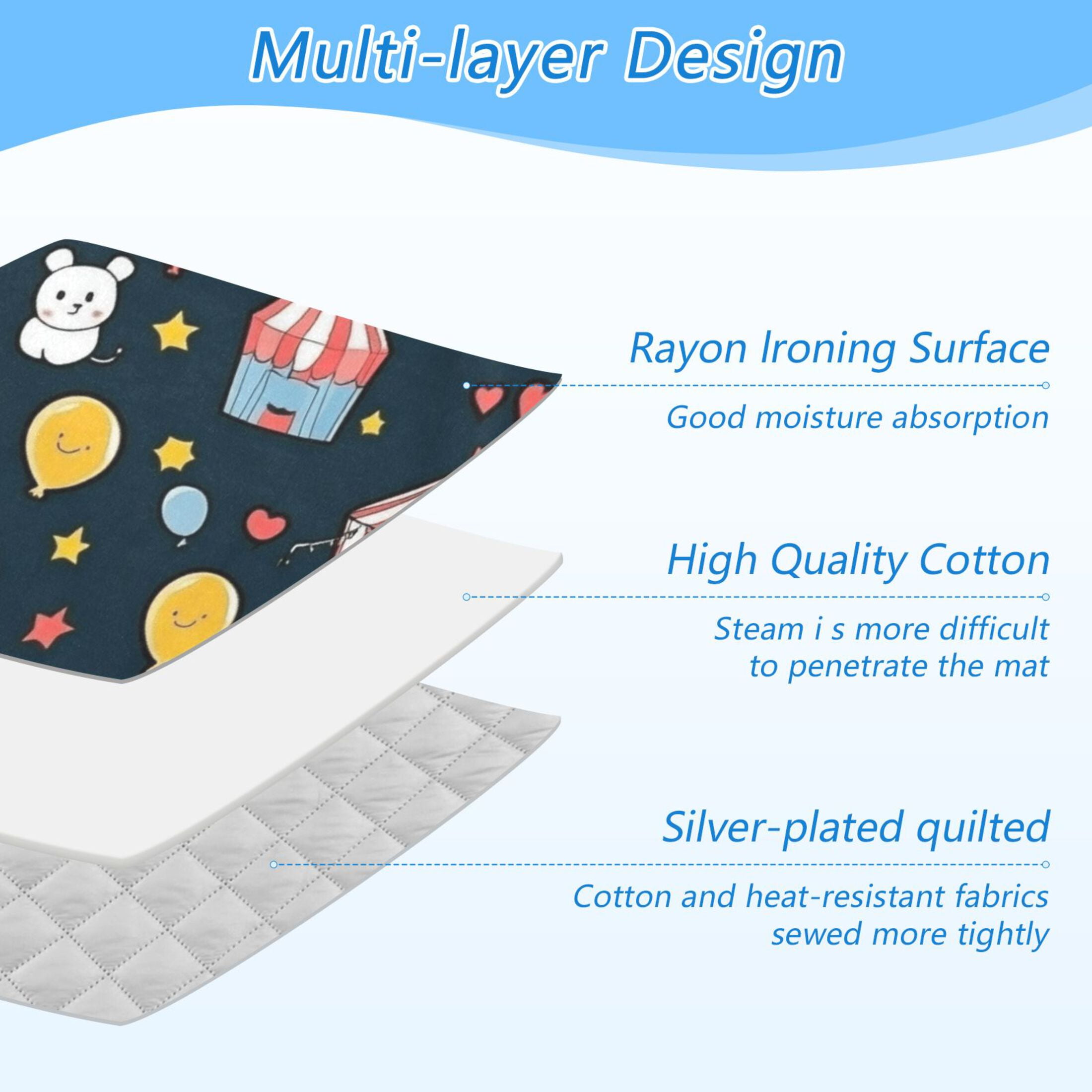 Cute Circus Pattern Ironing Mat Blanket for Table Top Travel Portable Ironing Board Pad 47.2x27.6 Inch