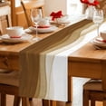 thumbnail image 5 of Ombre Waves Table Runner - 48 Inch Long Abstract Art Gradient Brown Modern Cotton and Linen Blended Dress Scarves Farmhouse Table Runner for Kitchen Dining, Coffee Table, 13" x 48", 5 of 8
