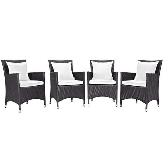 Pemberly Row  Patio Dining Chair in Espresso and White (Set of 4)