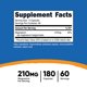 thumbnail image 2 of Suplemento de glicinato de magnesio Nutricost 210 mg 180 cápsulas, 2 of 8