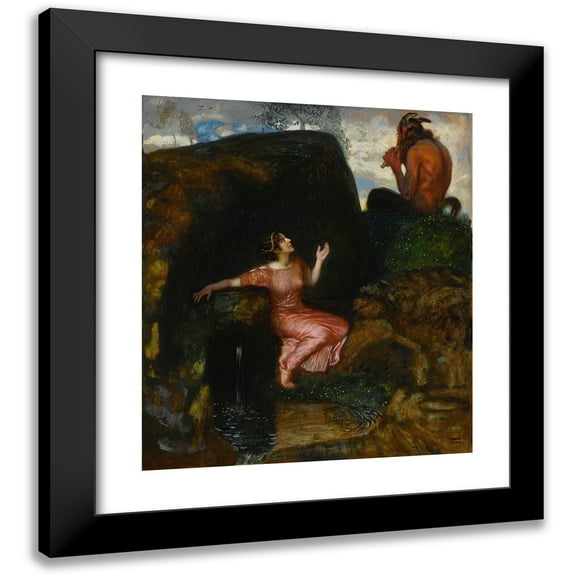 Franz von Stuck 12x14 Black Modern Framed Museum Art Print Titled - At the Source (Listening Nymph)