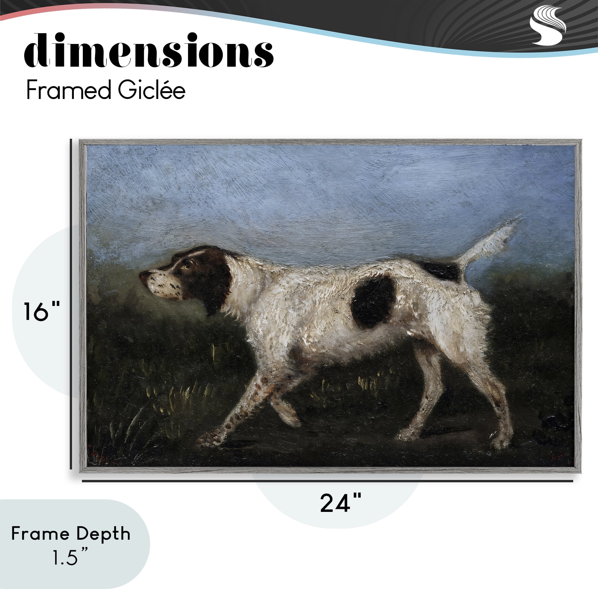 Stupell Industries Alert Hunting Dog in Field Gray Framed Giclee Art, design by Arlington Prints