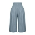 thumbnail image 5 of 2025 Under 10 Dollars, Womens Casual Cotton Linen Pants High Waist Wide Leg Summer Capri Pants Loose Fit Lightweight Fashion Relax Lounge Pants, 5 of 5