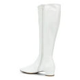 thumbnail image 3 of YDN Women Square Toe Knee High Boots Side Zipper Chunky Low Heels All Weather Stylish Daily Wear Shoes Size 14 White, 3 of 4