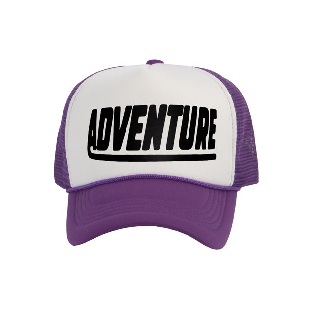 Men's Adventure Hat Outdoor Trucker Cap, White/Purple