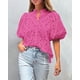thumbnail image 4 of Blusa para Mujer PRETTYGARDEN de Encaje con Botones y Cuello en V Rosa Talle S, 4 of 8