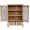 Natural Wood, variant on AENKYO 48" Farmhouse Storage Cabinet, Wood Kitchen Pantry with Arched Fluted Glass Doors & 2 Drawers, Natural