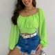 thumbnail image 2 of Tops Para Mujer Elegantes Blusas Casuales Camisas Erógenas de Moda Con Cuello en T Y Mangas Abullonadas Camisa de Color Sólido Blusa Superior Odeerbi  ODB156703, 2 of 9