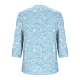 thumbnail image 4 of Njagoc3 Womens V - Neck 3/4 Sleeve Top, Light Blue Textured Solid Shirt, Elegant for Office Days, 4 of 6