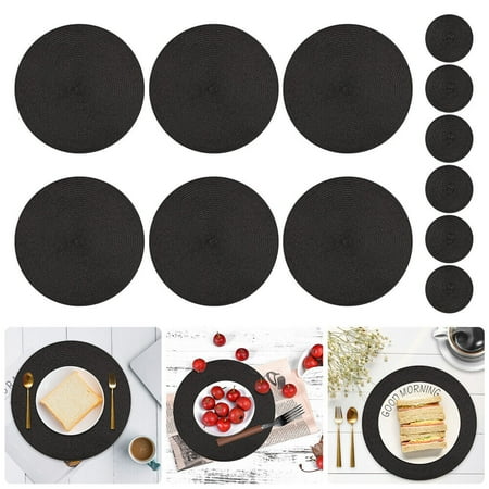 

Set of 6 Placemats Non-Slip Heat Insulation Dining Table Place Mat w/ Cup Mat US