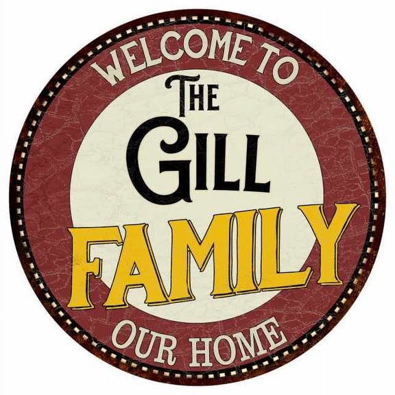 The Gill Family 14" Round Metal Sign Kitchen Game Room Decor 100140038431