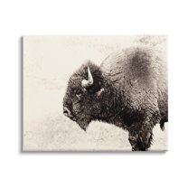 Stupell Industries Shaggy Buffalo Rustic Portrait Vintage Sepia Tone Photography, 48 x 36,Design by Nancy Crowell