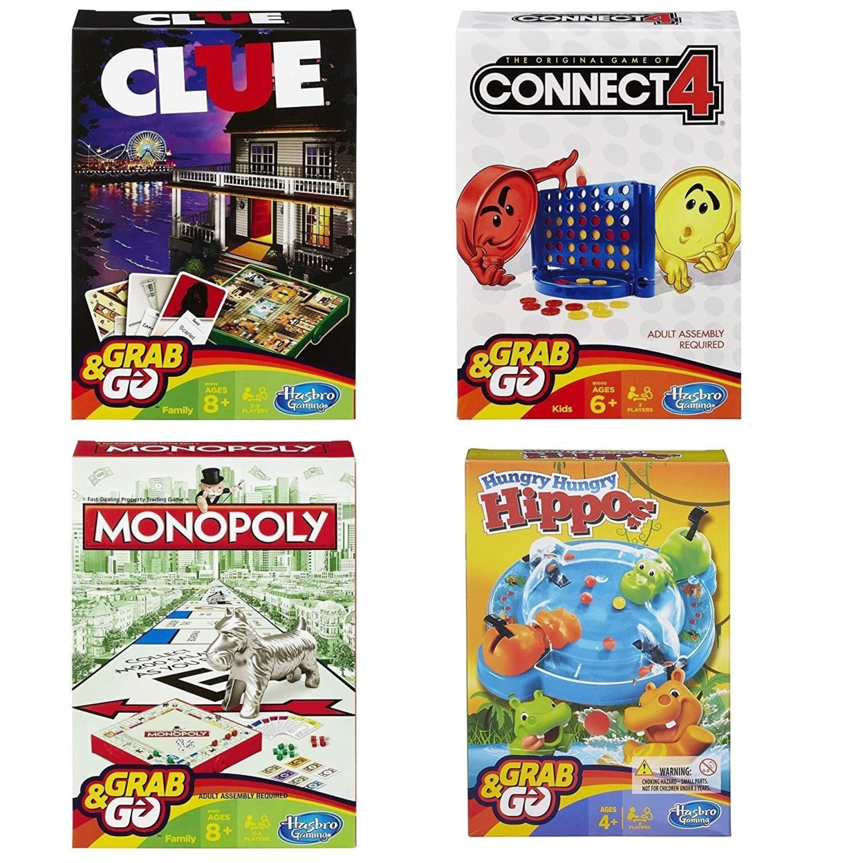 Hasbro Family Grab Hungry Games Clue%ｶﾝﾏ% Hungry Pack Connect 4%ｶﾝﾏ%  Monopoly%ｶﾝﾏ% Hippo Bundle Go and Variety Board