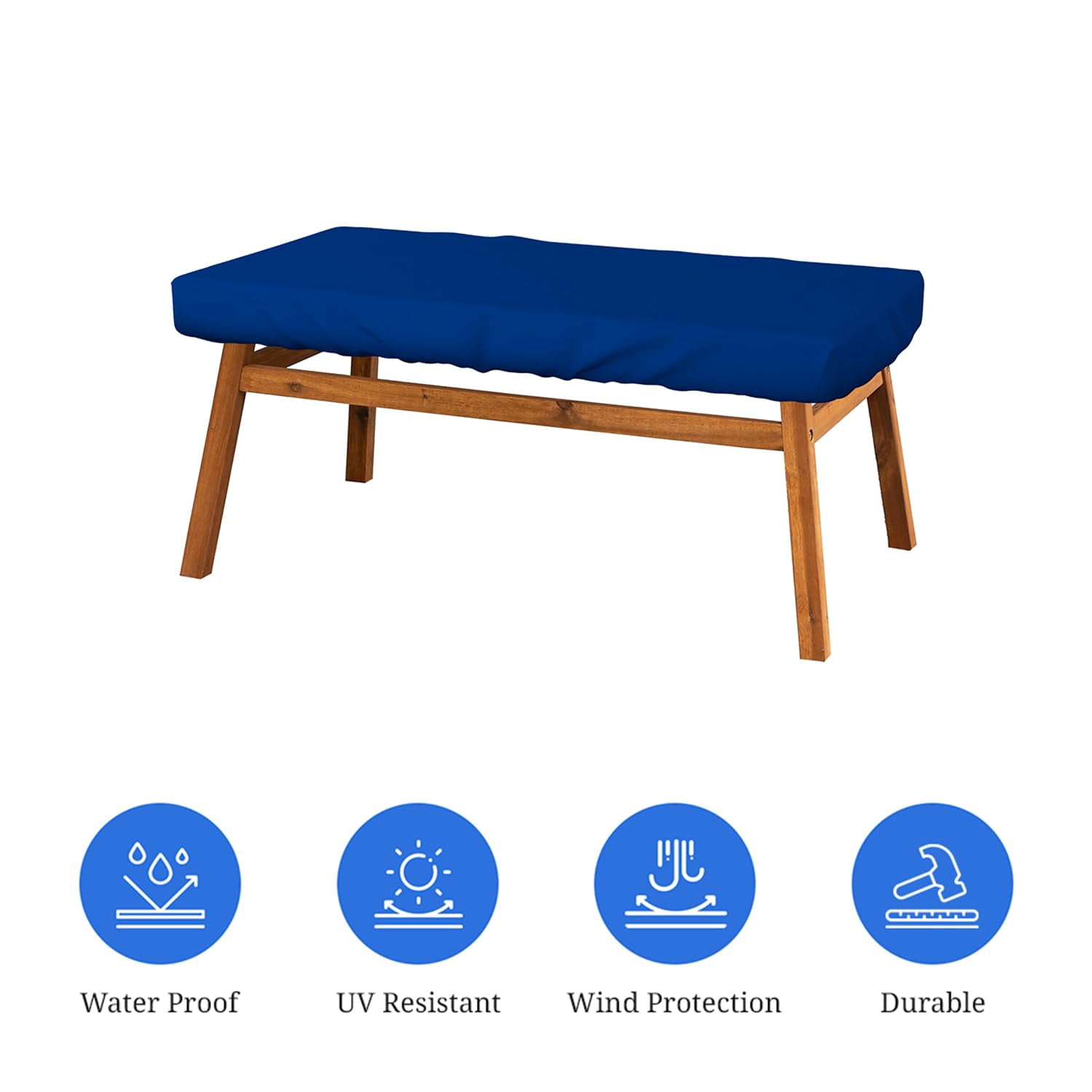 Covers & All Rectangle Table Top Cover, 18 Oz Heavy Duty Waterproof UV & Weather Resistant Patio Table Cover, Outdoor Table Cover for Patio Outdoor Furniture (5" H x 100" W x 50" D Inches, Blue)