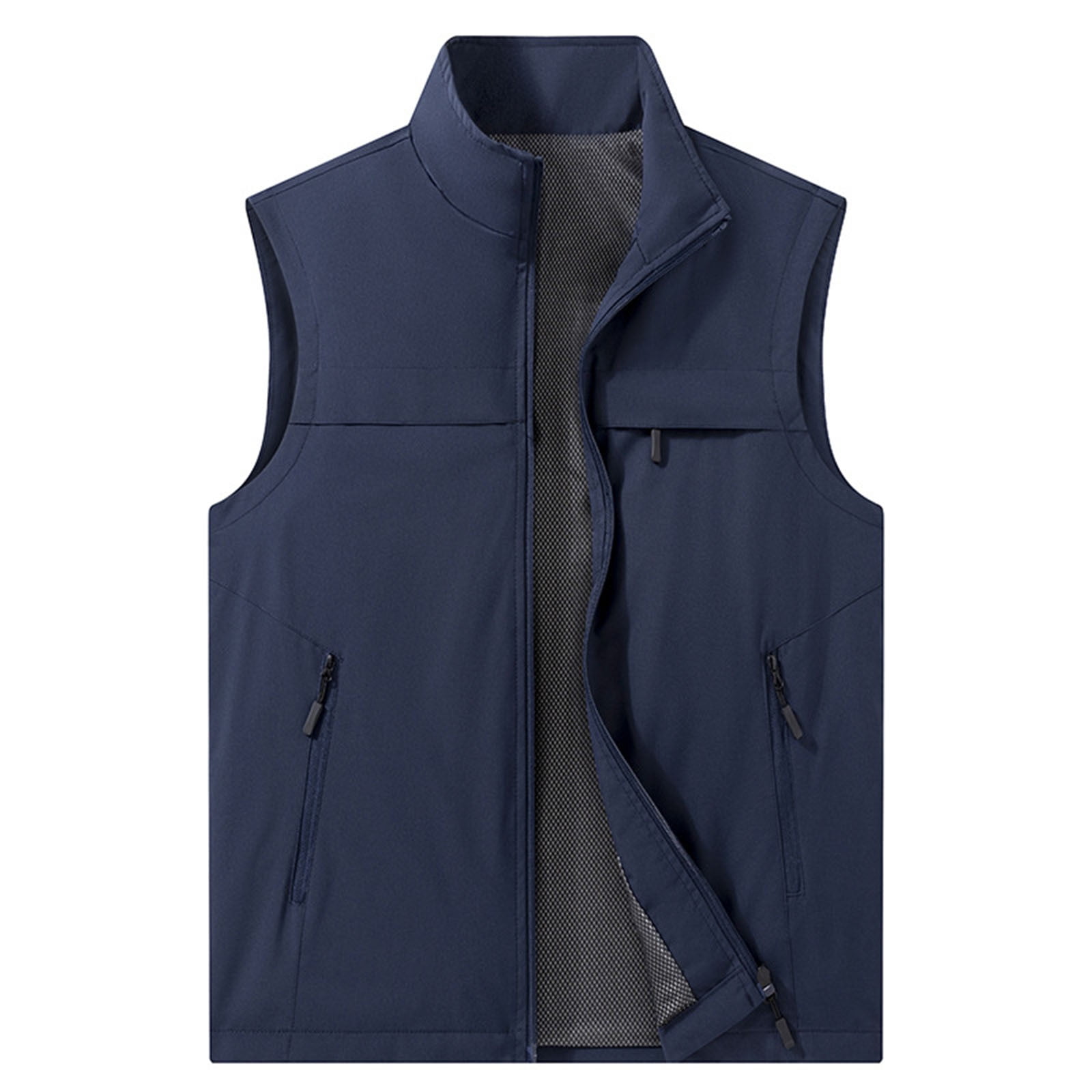 BVOFAR Big and Tall Lightweight Outdoor Vest for Men with Multi-Pockets Windproof Sleeveless Vest Outerwear for Running Golf Hiking Travel Navy XXXXXL