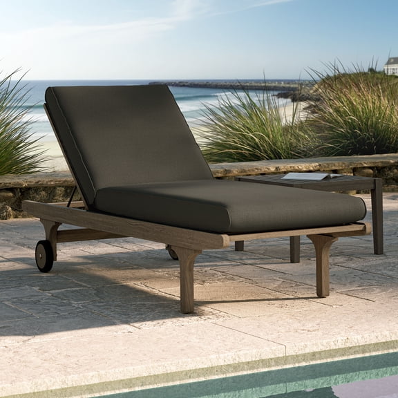 Saratoga Outdoor Teak Chaise Lounge Chair in Weathered Gray Flint