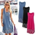 thumbnail image 3 of BJYX Robe Sans Manches Plissée Col Carré Imprimé Floral Ample Femmes Été Boho Robe Midi Courte Soirée Fête Plage Robe d'Été, 3 of 5