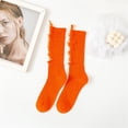 thumbnail image 3 of QASIEATN Socks Women Beggar Shabby Ripped Hole Crew Socks Ribbed Knit Fluorescent Solid Color Skateboard Tube Hosiery Daily Wear Casual Accessories Stockings for Women, 3 of 8
