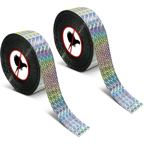 Bird Scare Tape Ribbon, 2 * 300 /2 *500Foot Reflective Tape Ribbon for Birds Woodpecker Scare Reflective Flash Tape Scare Birds Away for Outdoor, House, Garden, Patio, Orchard