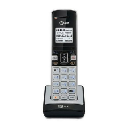 AT&T TL86003 DECT 6.0 Accessory Handset with Caller ID/Call Waiting for TL86103, Silver/Black