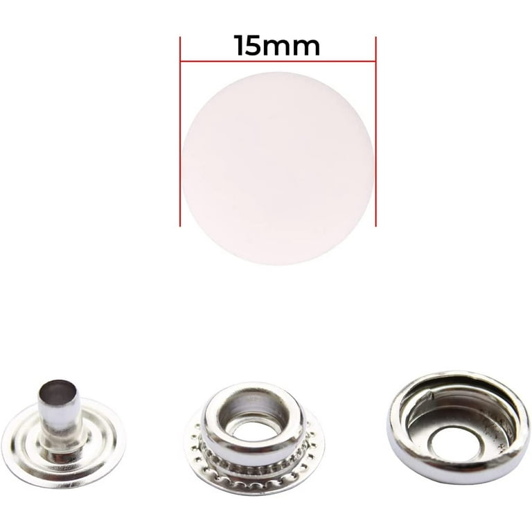 50 Sets Snap Fasteners Kit 10mm Rose Gold Snap Fasteners Silver
