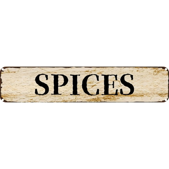 Vintage Metal Tin Sign Spices Retro Wall Decor for Home, Cafe, and Garden - Aluminum Sign for Men & Women 4"x16"