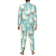 thumbnail image 5 of Bingfone Men'S Pajama Set 2 Piece Loungewear Pjs, Long Sleeve With Pajama Pants-White Geese And Flower, 5 of 9