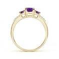 thumbnail image 2 of ANGARA Natural Oval Amethyst Three Stone Ring with Diamond Accents in 14K Yellow Gold for Women (Size-7x5mm) | February Birthstone, Anniversary, Jewelry Gift for Women | Natural Amethyst Ring, 2 of 7