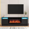 thumbnail image 2 of Modern TV Stand for TV up to 75", Black Television Console Table with Storage Cabinet, Black Entertainment Center for Living Room, Fits Into 36'' Electric Fireplace(Not Included Fireplace), 2 of 8