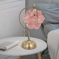 thumbnail image 4 of ToppiJoy Tiffany Style Stained Glass Flower Table Lamp, Pink Petal Floral Desk Light with Metal Base, for Bedroom Living Room, 4 of 12